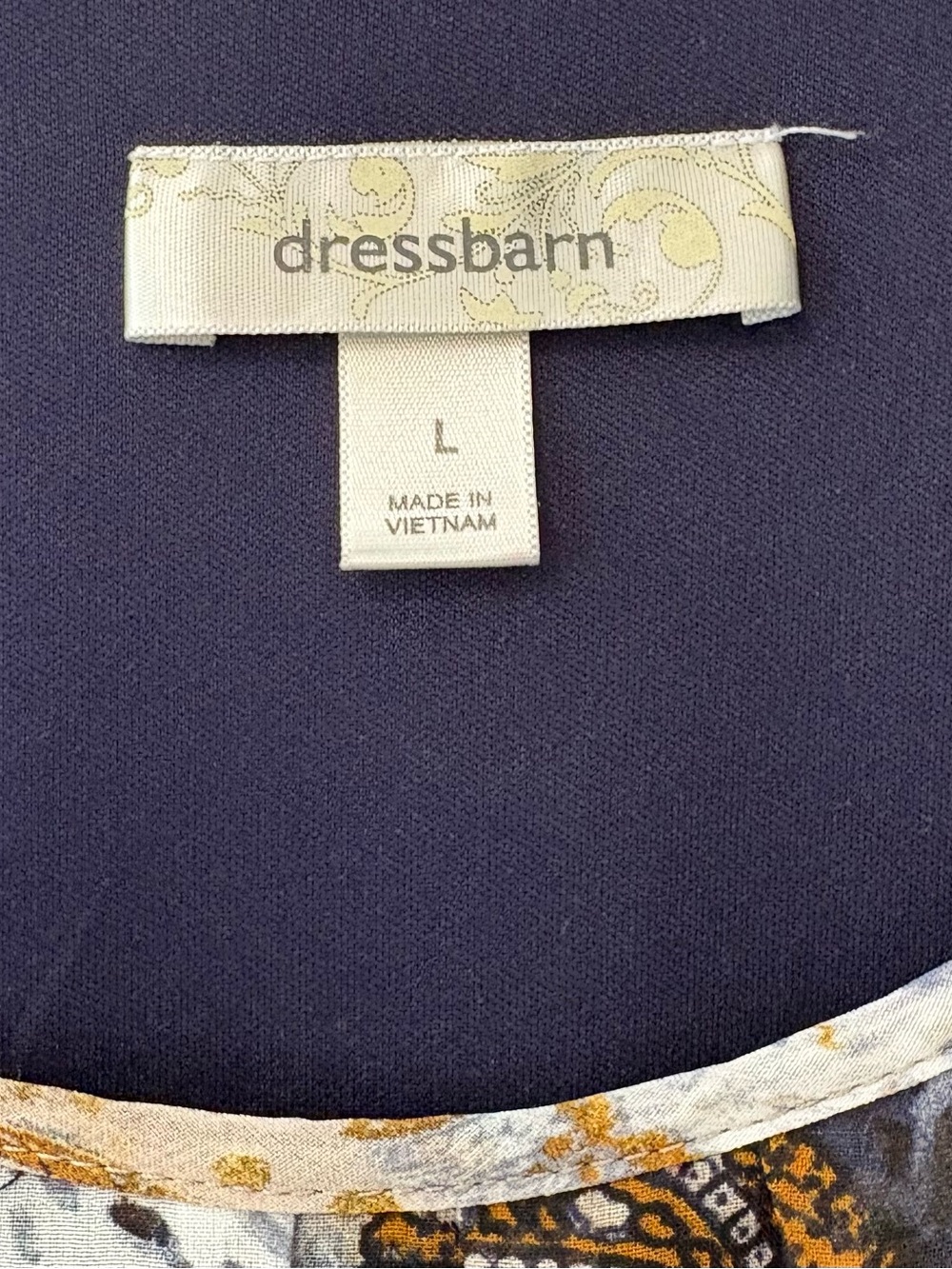 Dress Barn Navy, White and Gold Paisley Sheer Blouse - Picture 4 of 6